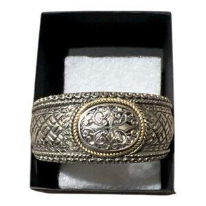 Beautiful Art’s Elegance 925 Sterling Silver and 14k YG Cuff Bracelet